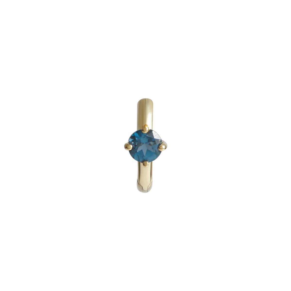 Birthstone Round Piercing Huggie Solid Gold