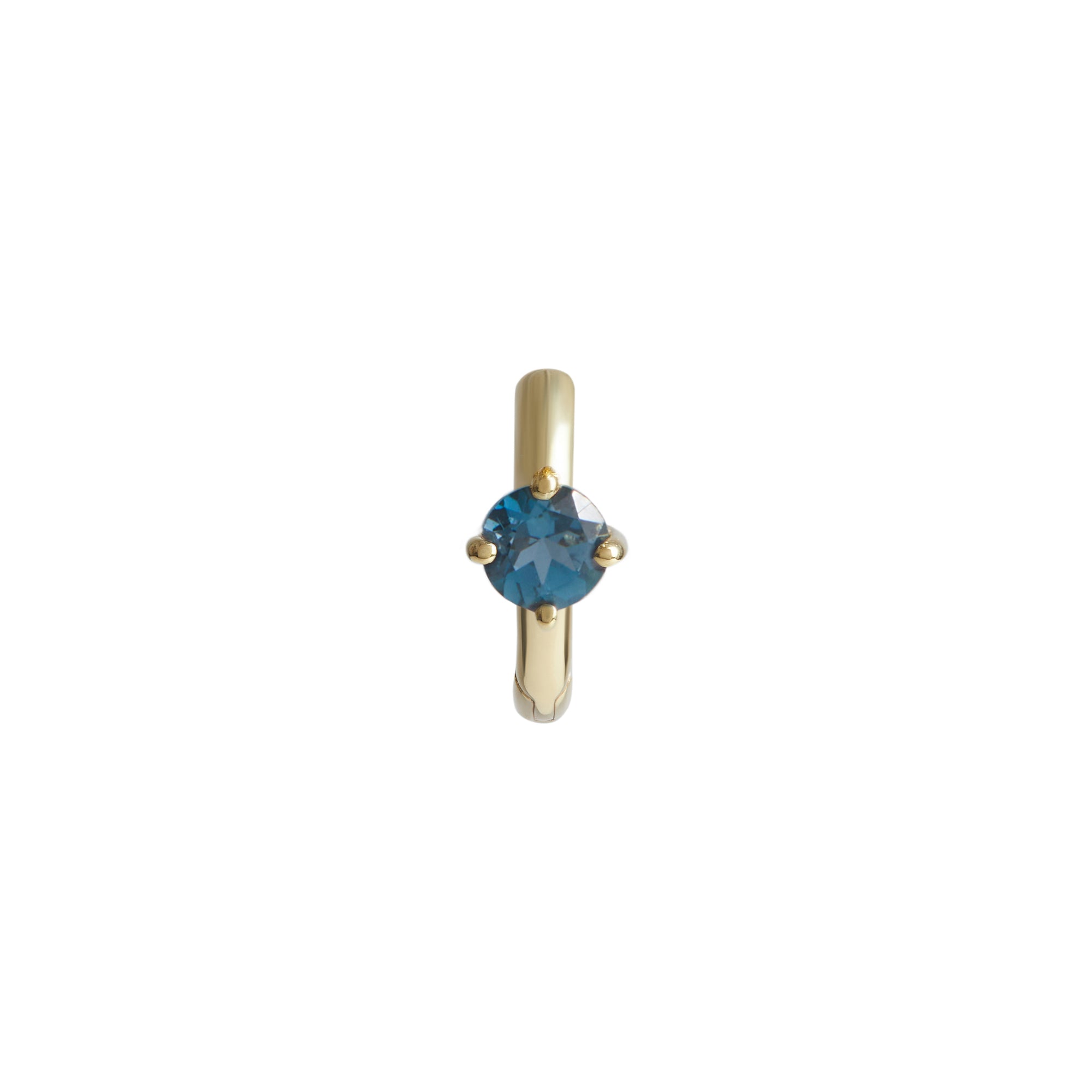 Birthstone Round Piercing Huggie Solid Gold