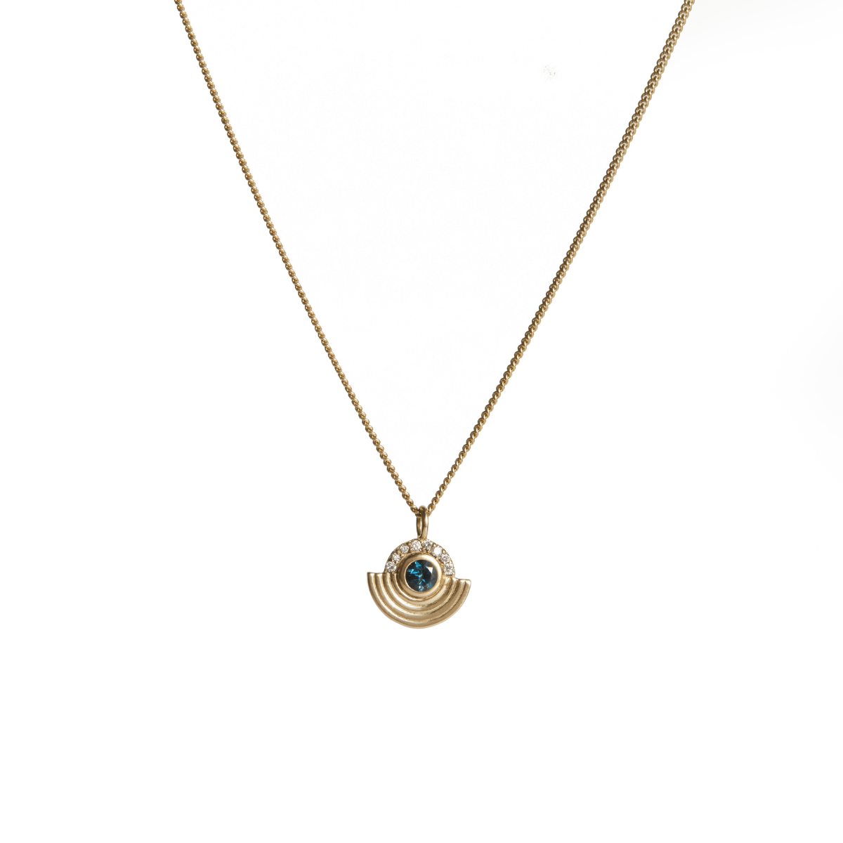 Interstellar Pendant Topaz and White Diamond Solid Gold