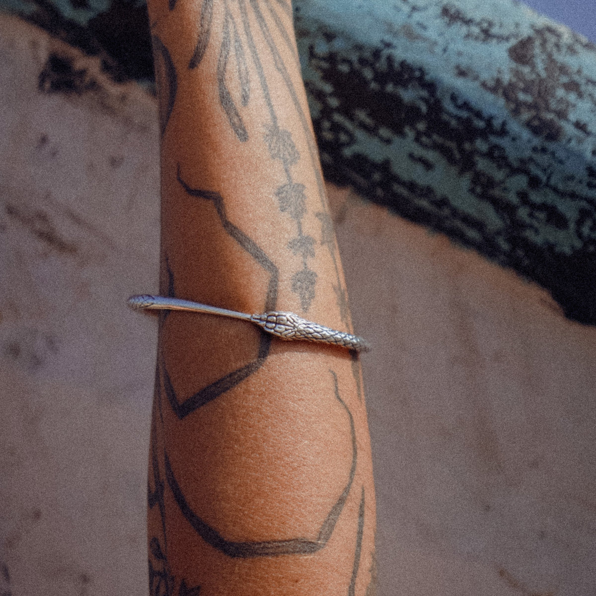 Ouroboros Snake Bangle Silver