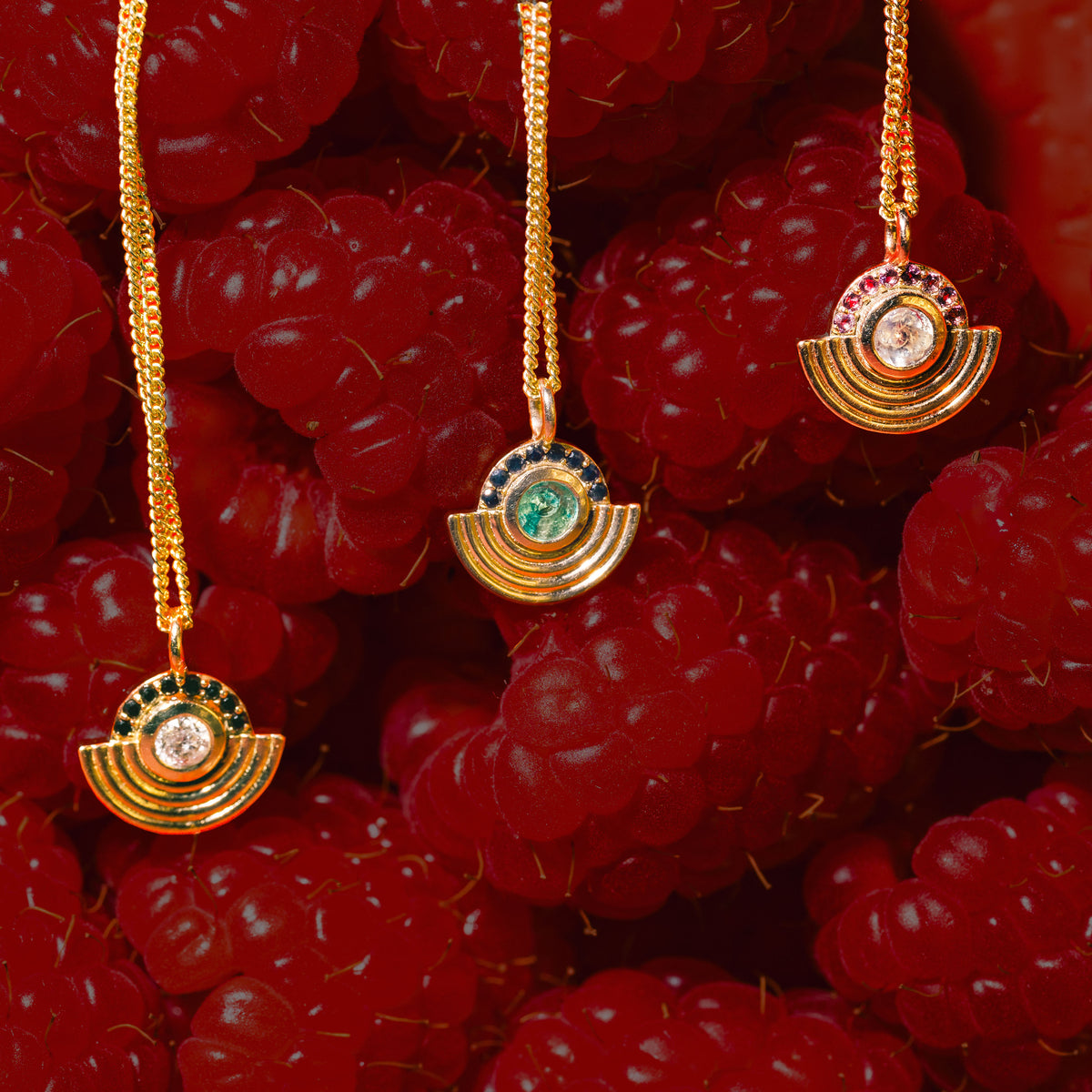 Interstellar Necklace Moonstone and Amethyst Solid Gold