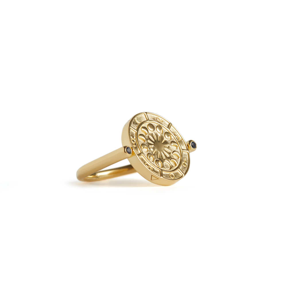 Alchemist' s Spinning Ring Sapphires Gold