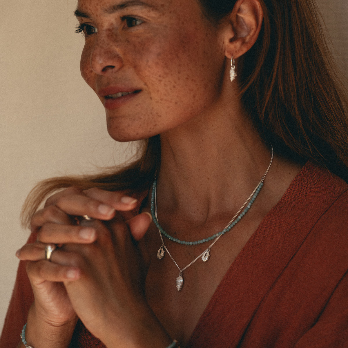 Thalassa Amazonite Layered Necklace Silver