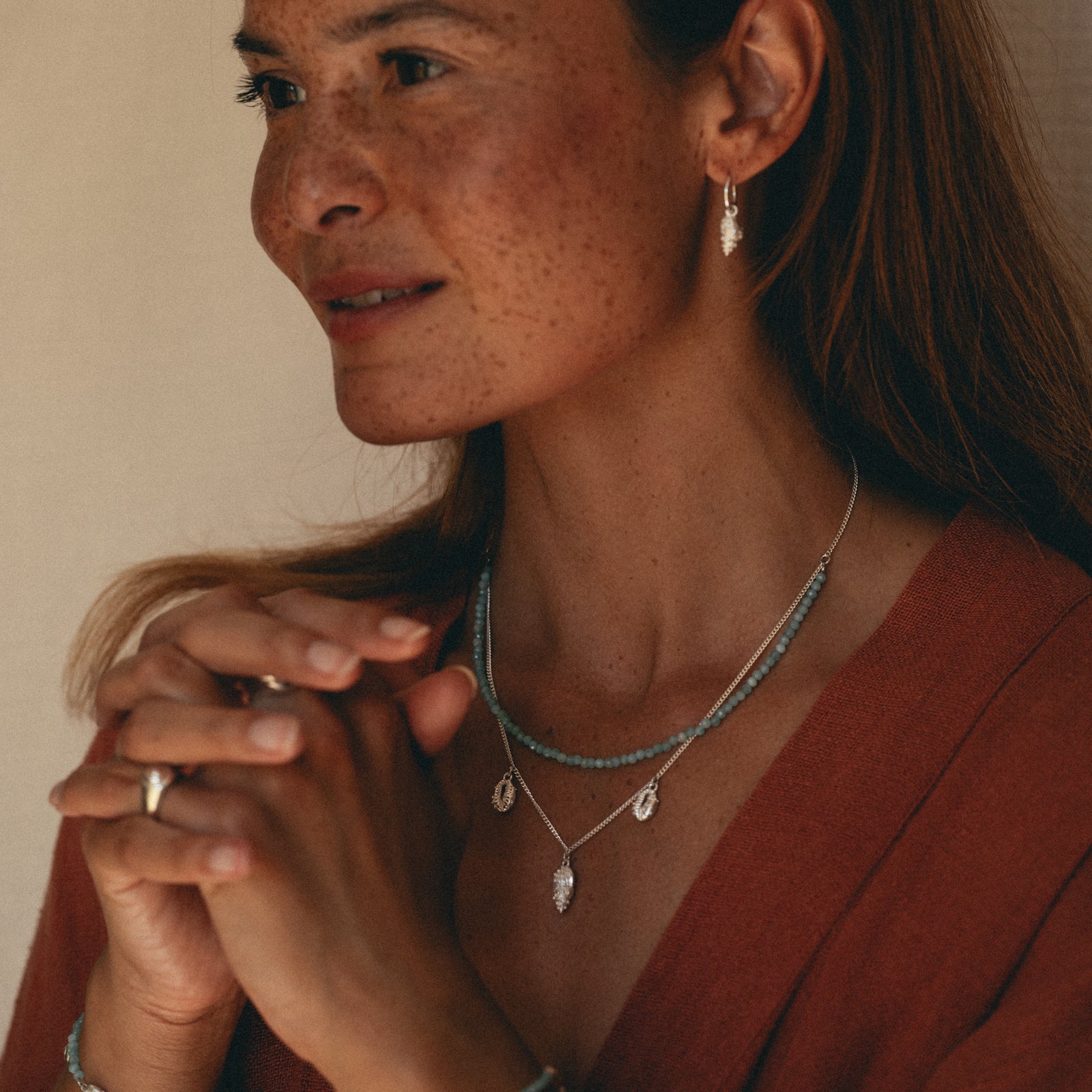 Thalassa Amazonite Layered Necklace Silver