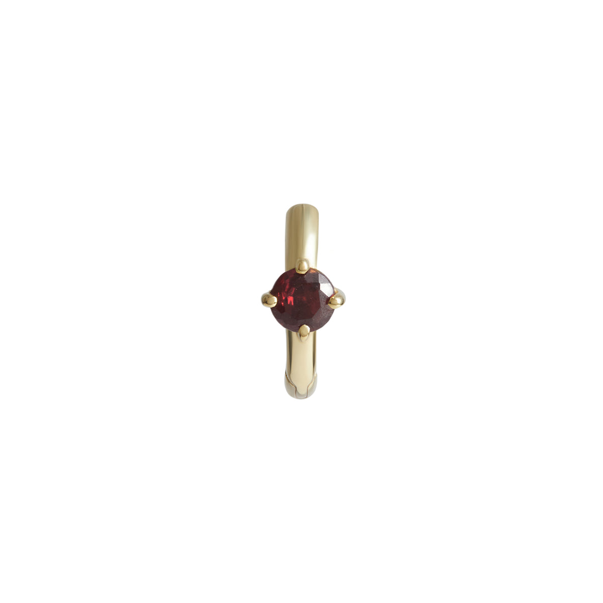 Birthstone Round Piercing Huggie Solid Gold