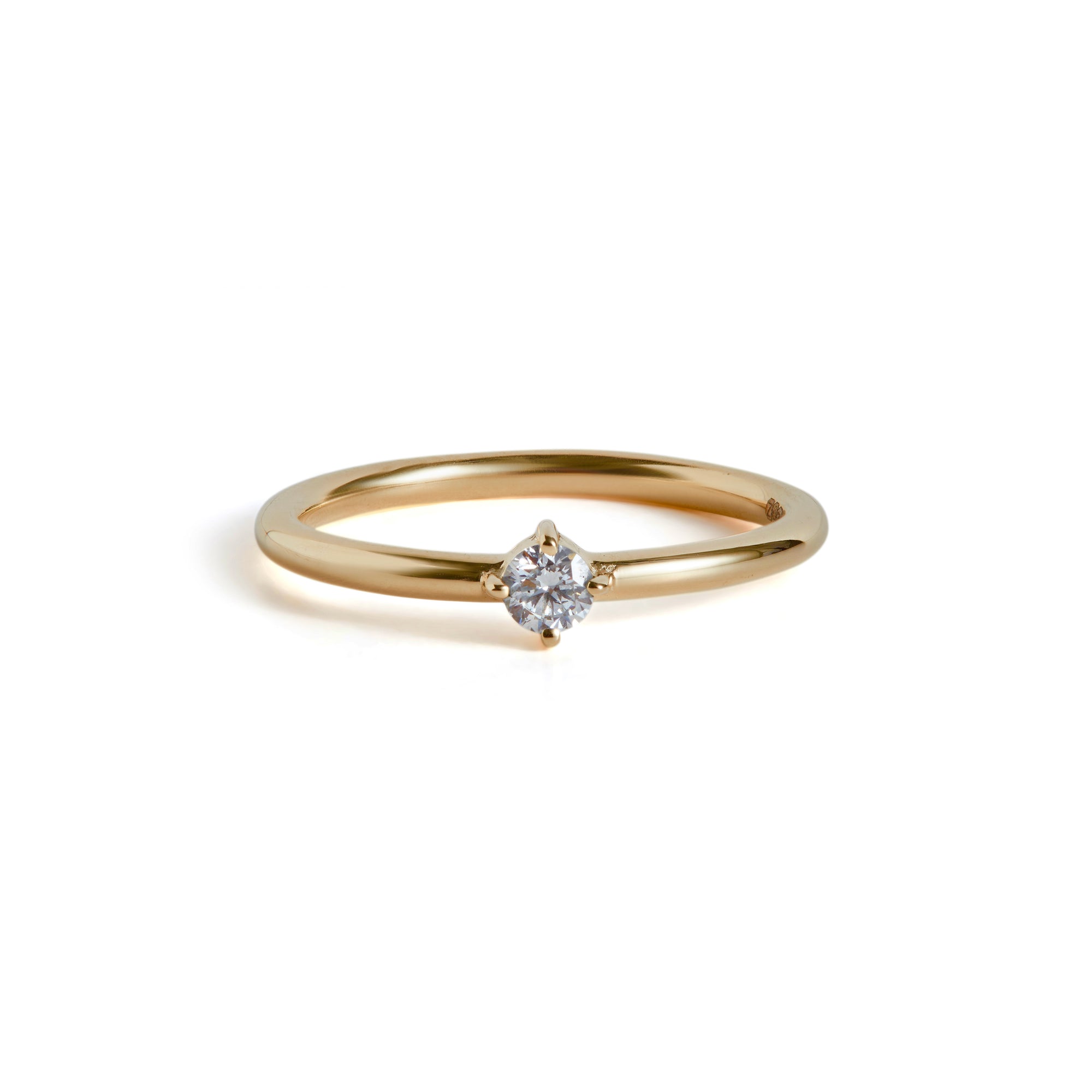 Birthstone Round Ring Solid Gold