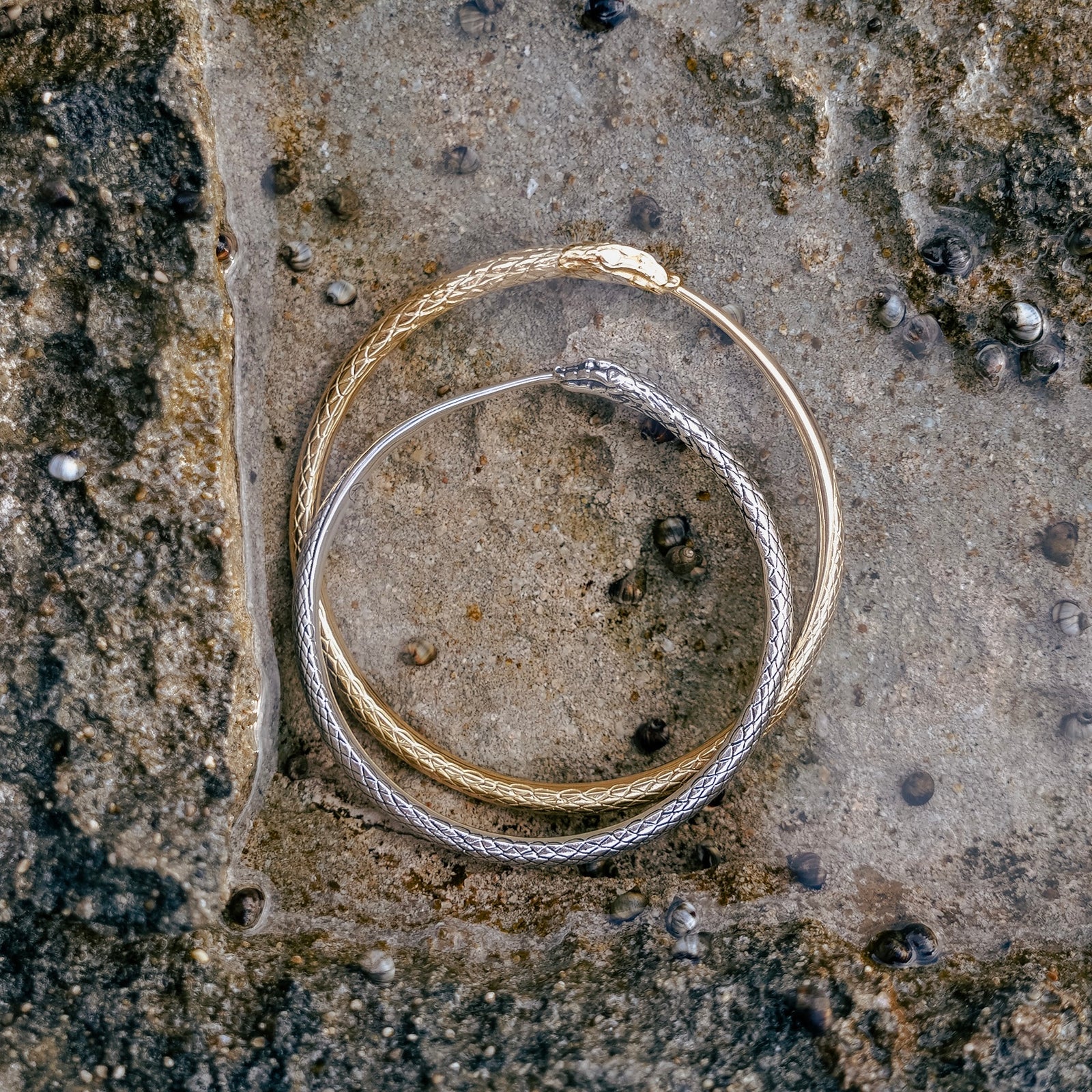 Ouroboros Snake Bangle Silver