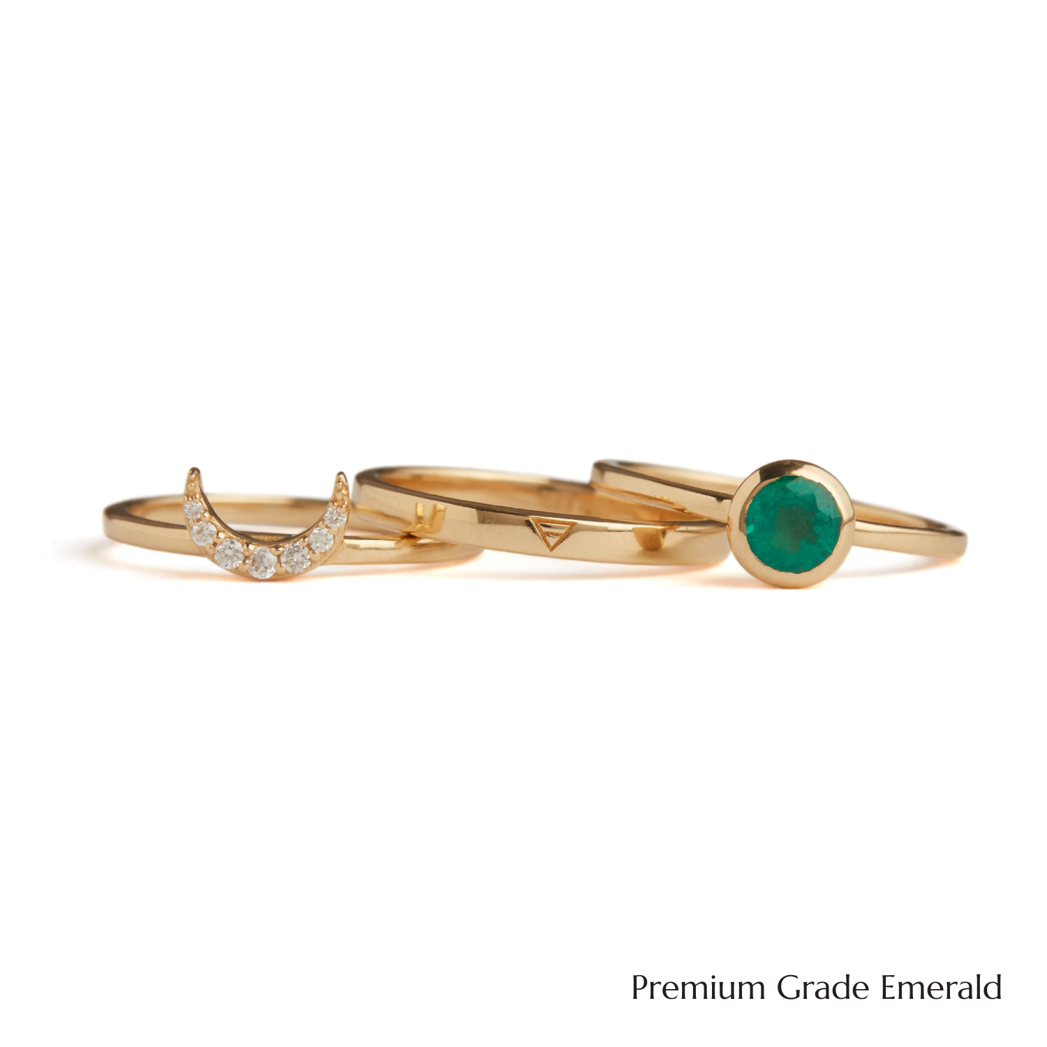 Eclipse Fine Stack Emerald Solid Gold