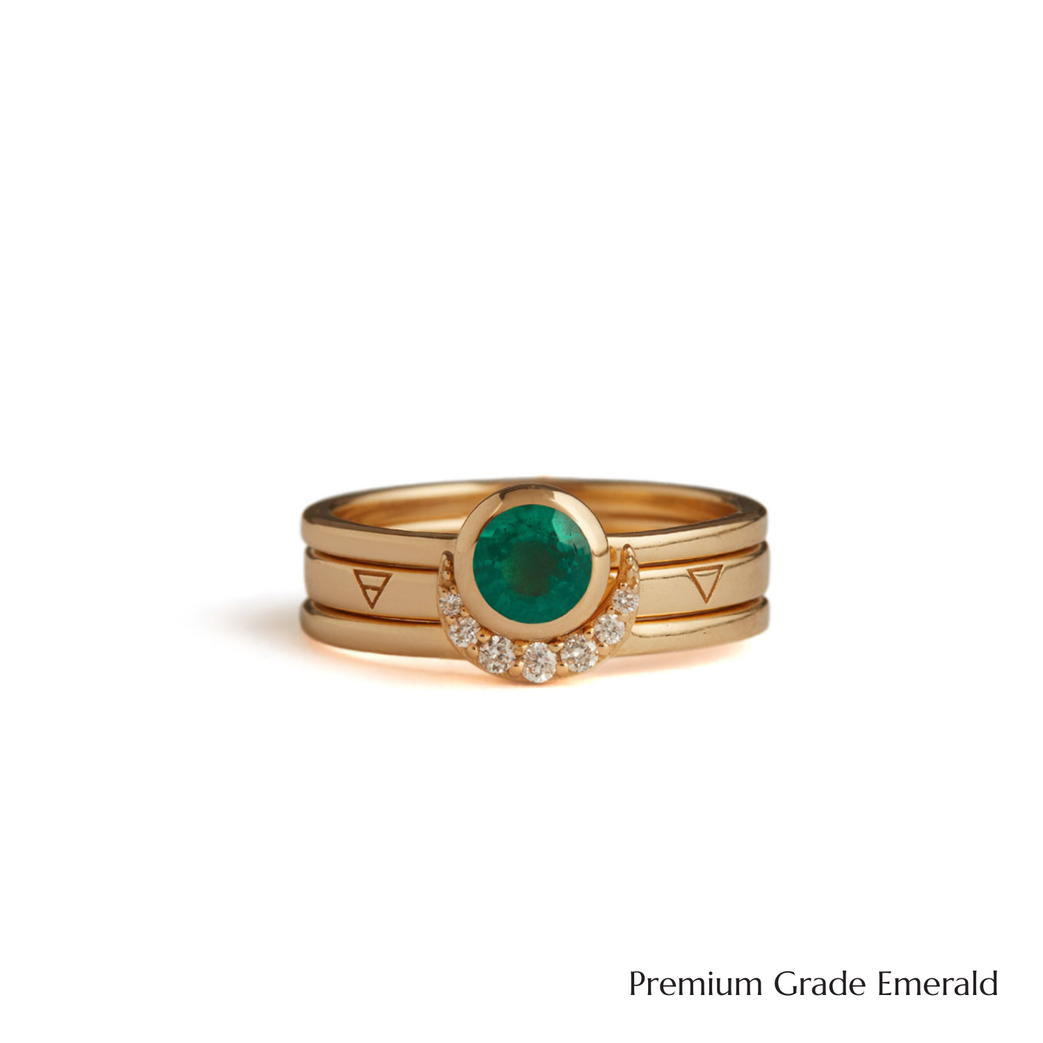 Eclipse Fine Stack Emerald Solid Gold