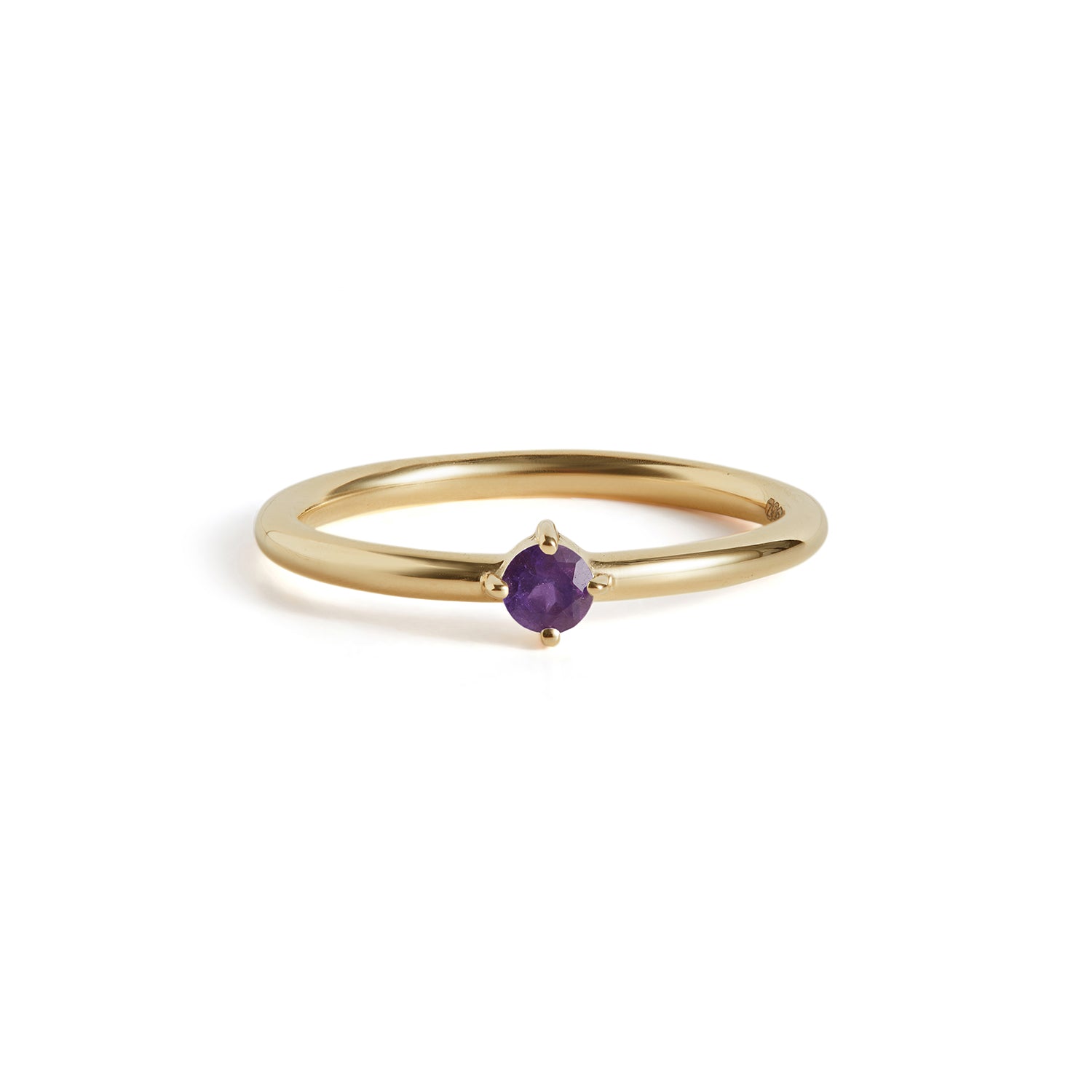 Birthstone Round Ring Solid Gold