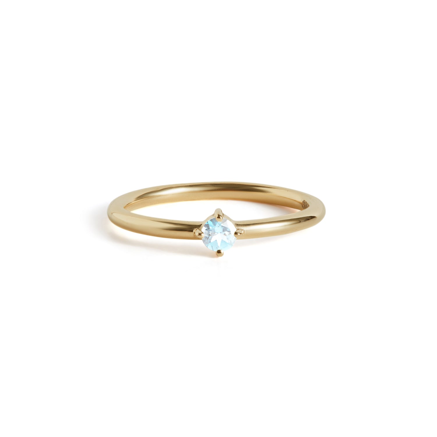 Birthstone Round Ring Solid Gold