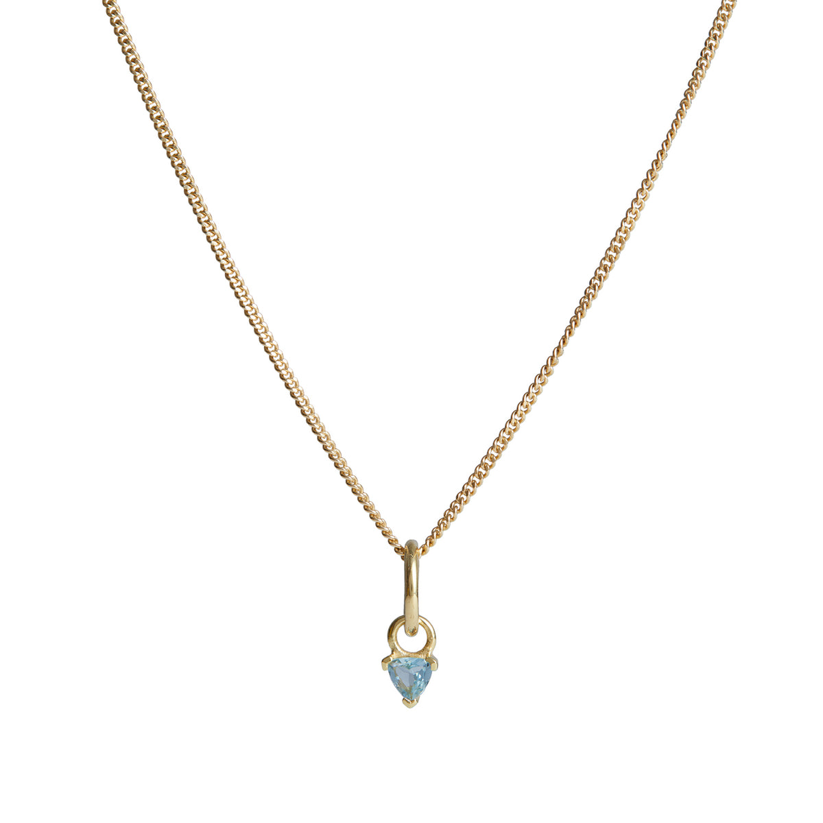 Aquamarine Trillion Charm Solid Gold