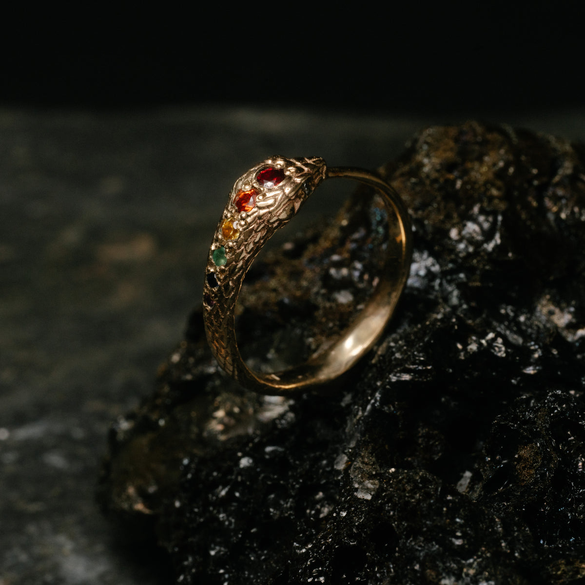The Rainbow Ouroboros Snake Ring