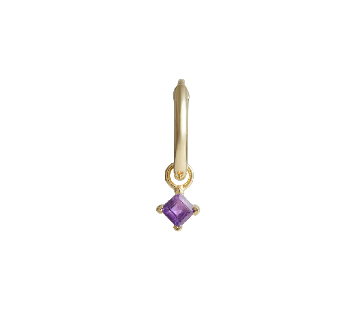 Birthstone Square Charm Hoop Solid Gold