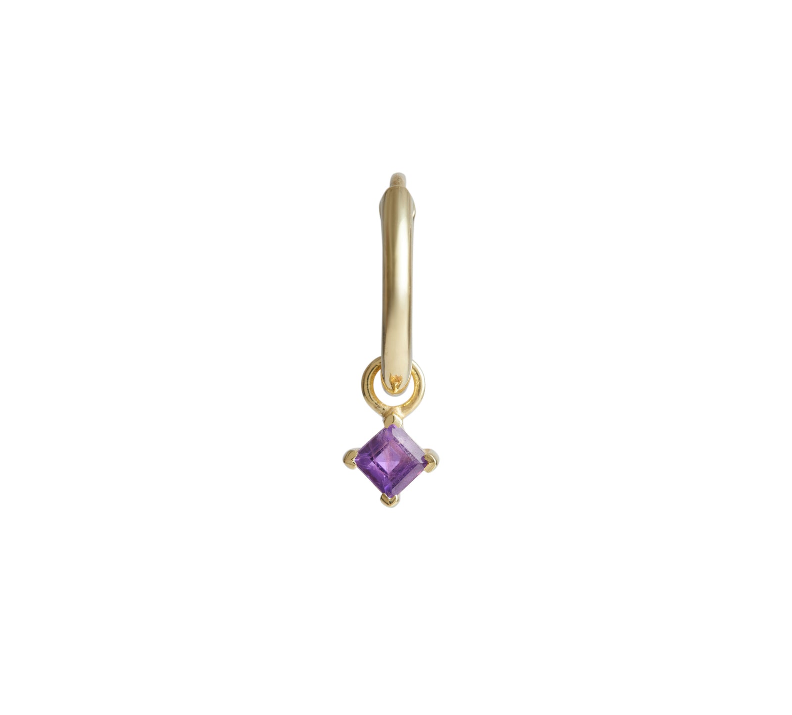 Birthstone Square Charm Hoop Solid Gold
