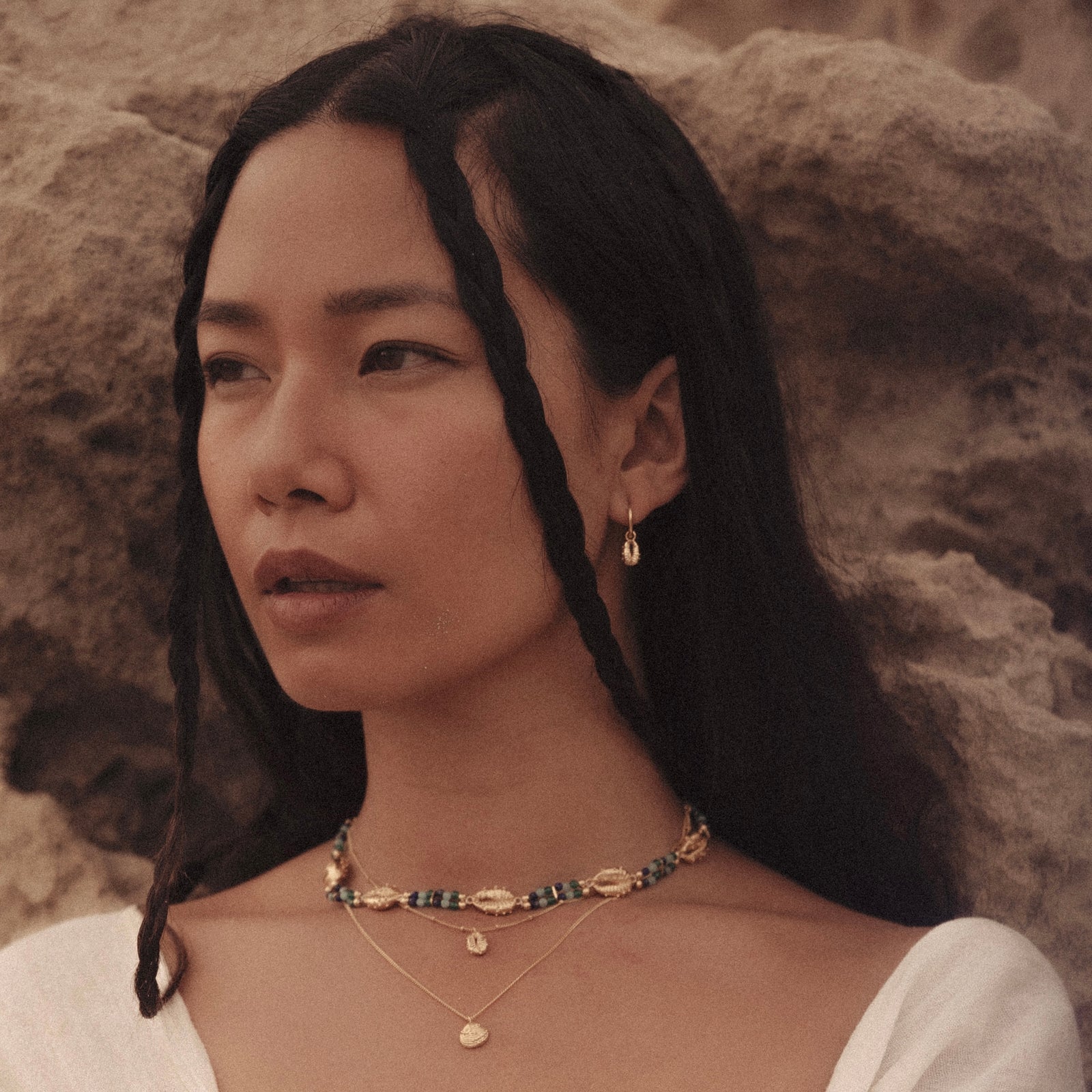 Aphrodite Mini Hoop Earrings Solid Gold