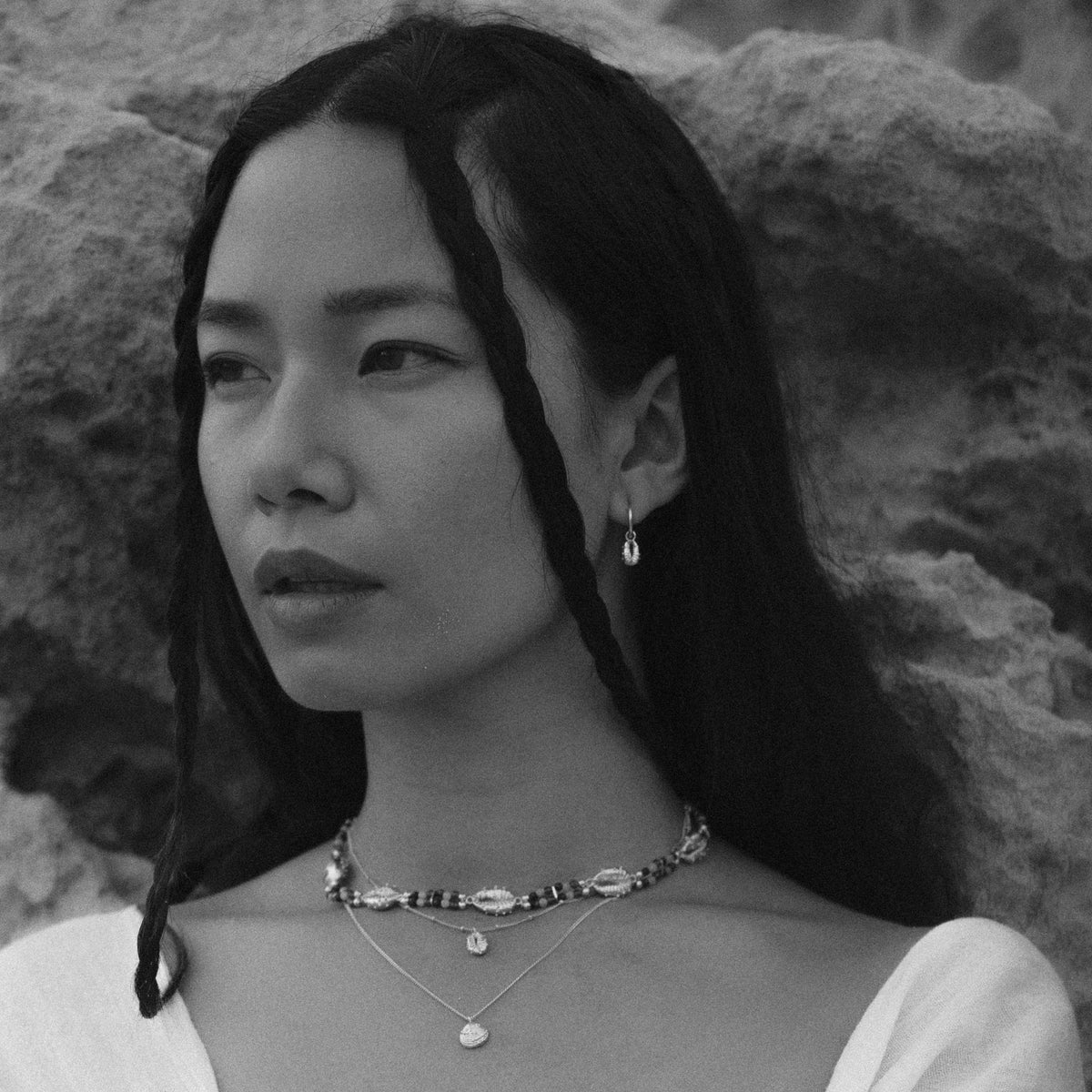 Aphrodite Mini Hoop Earrings Silver