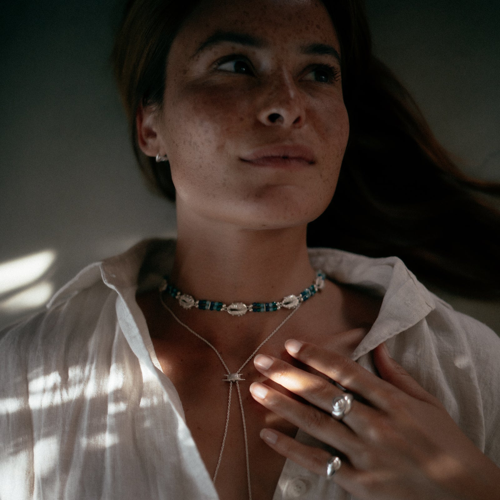 Aphrodite Ocean Choker Necklace Silver