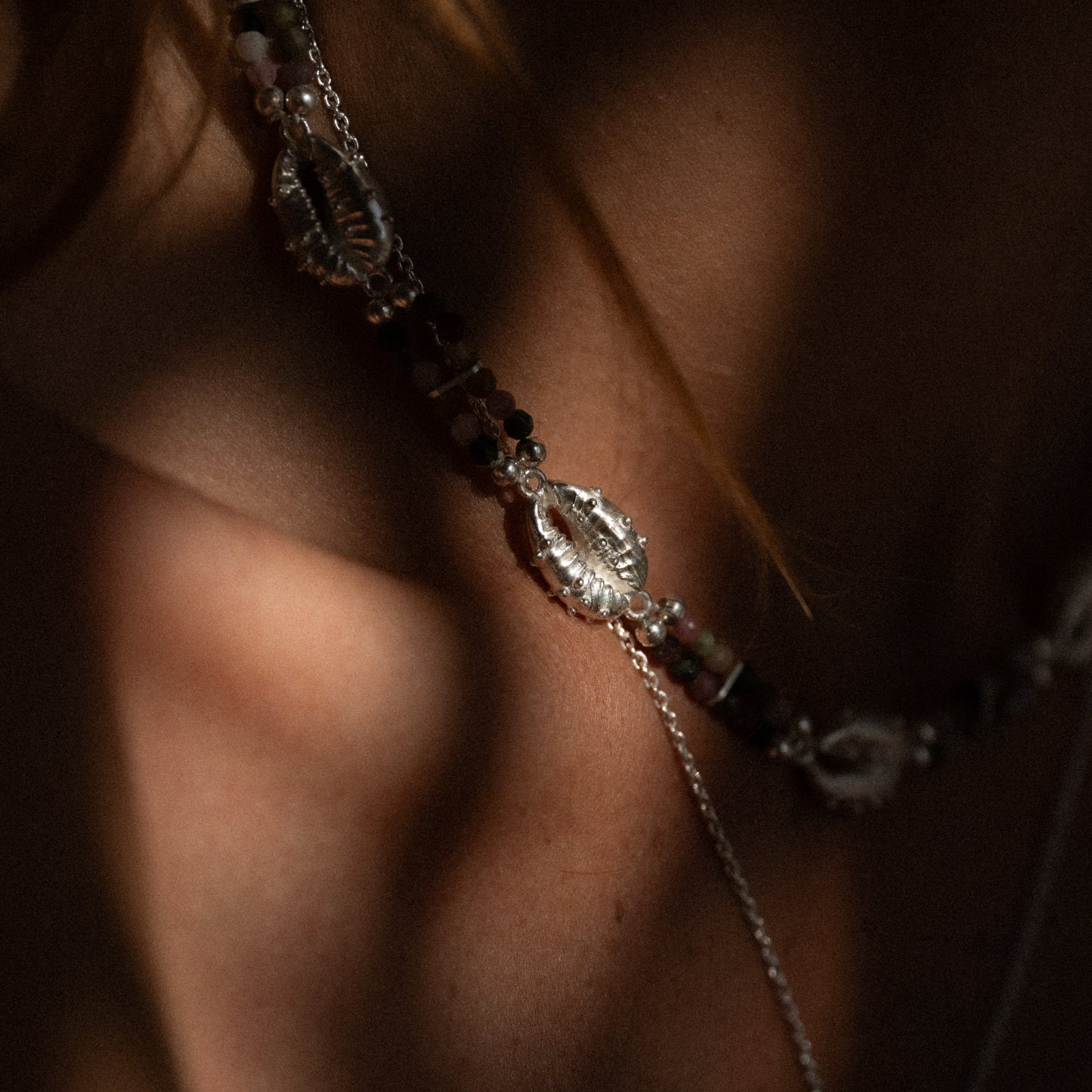 Aphrodite Tourmaline Choker Necklace Silver