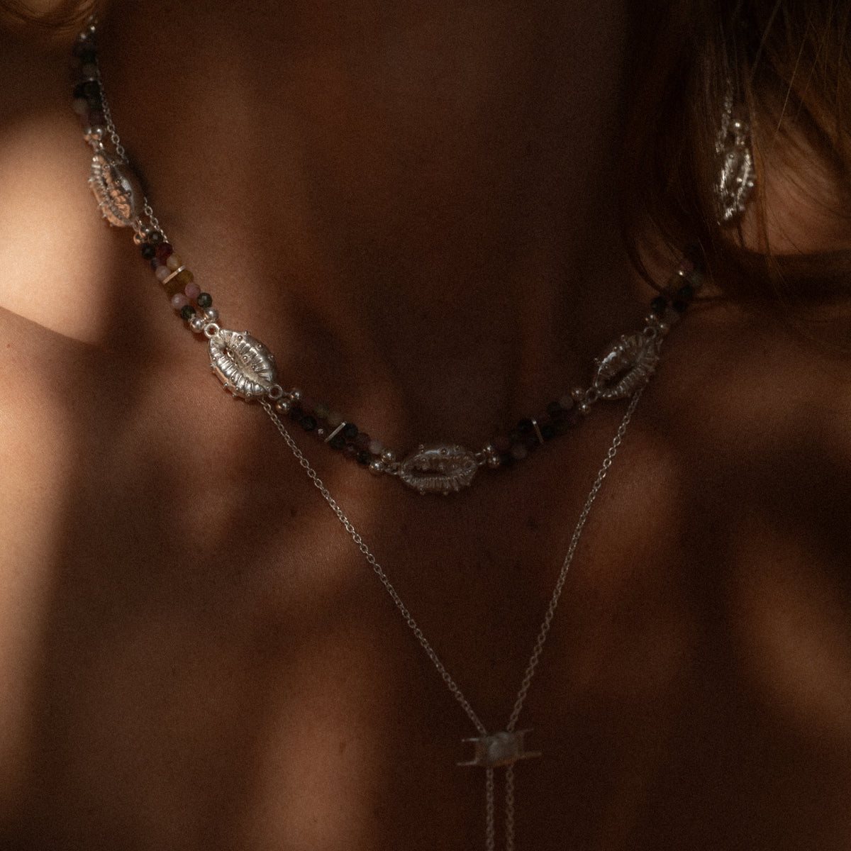 Aphrodite Tourmaline Choker Necklace Silver