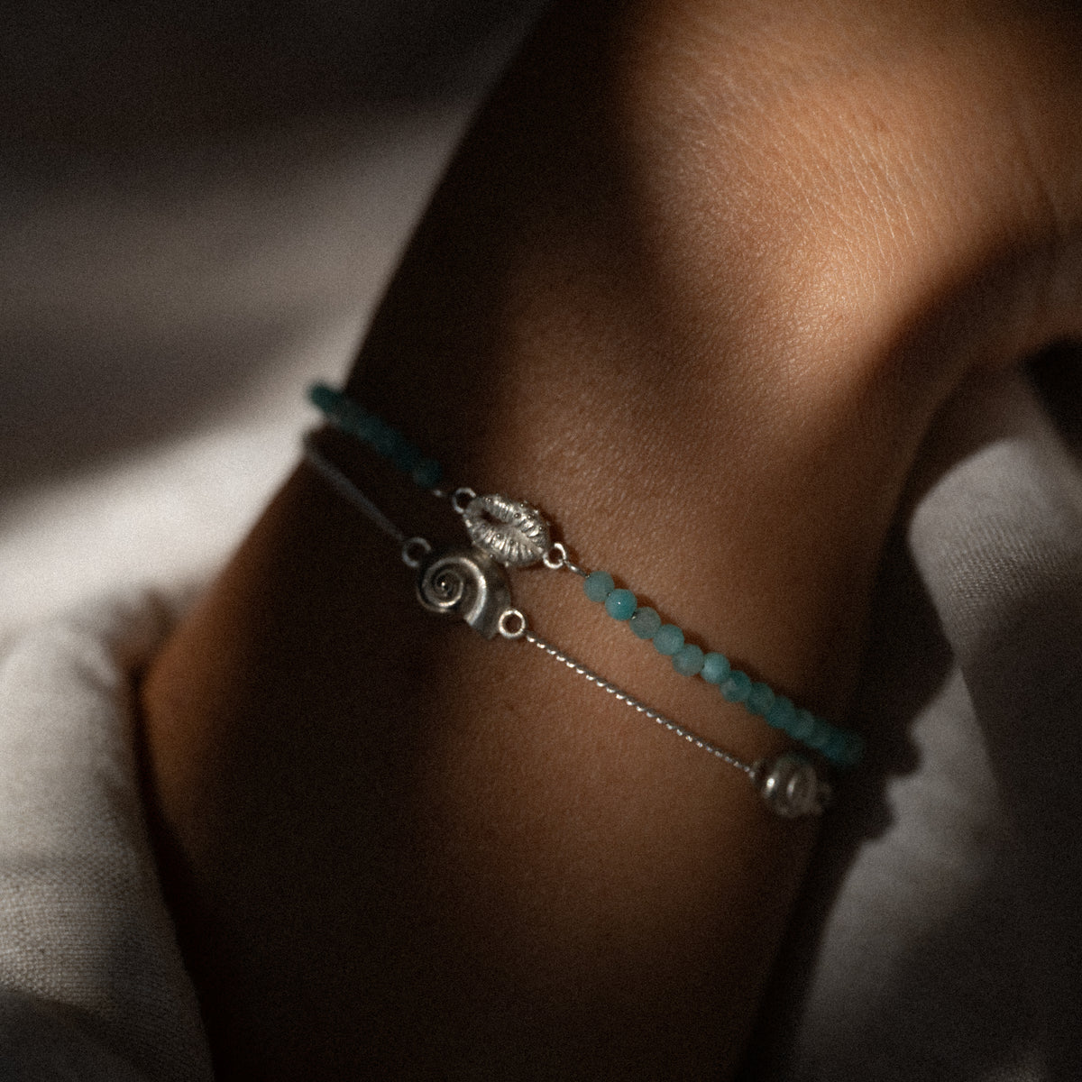 Aphrodite Mini Amazonite Bracelet Silver