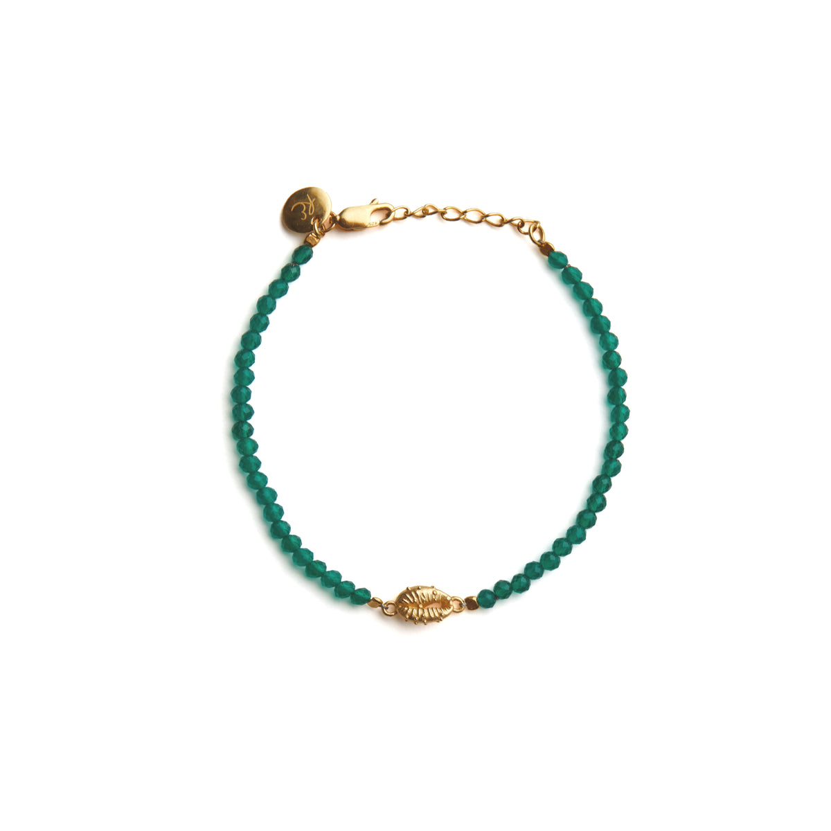 Inanna Fine Bracelet and Aphrodite Mini Green Onyx Bracelet Gold Set