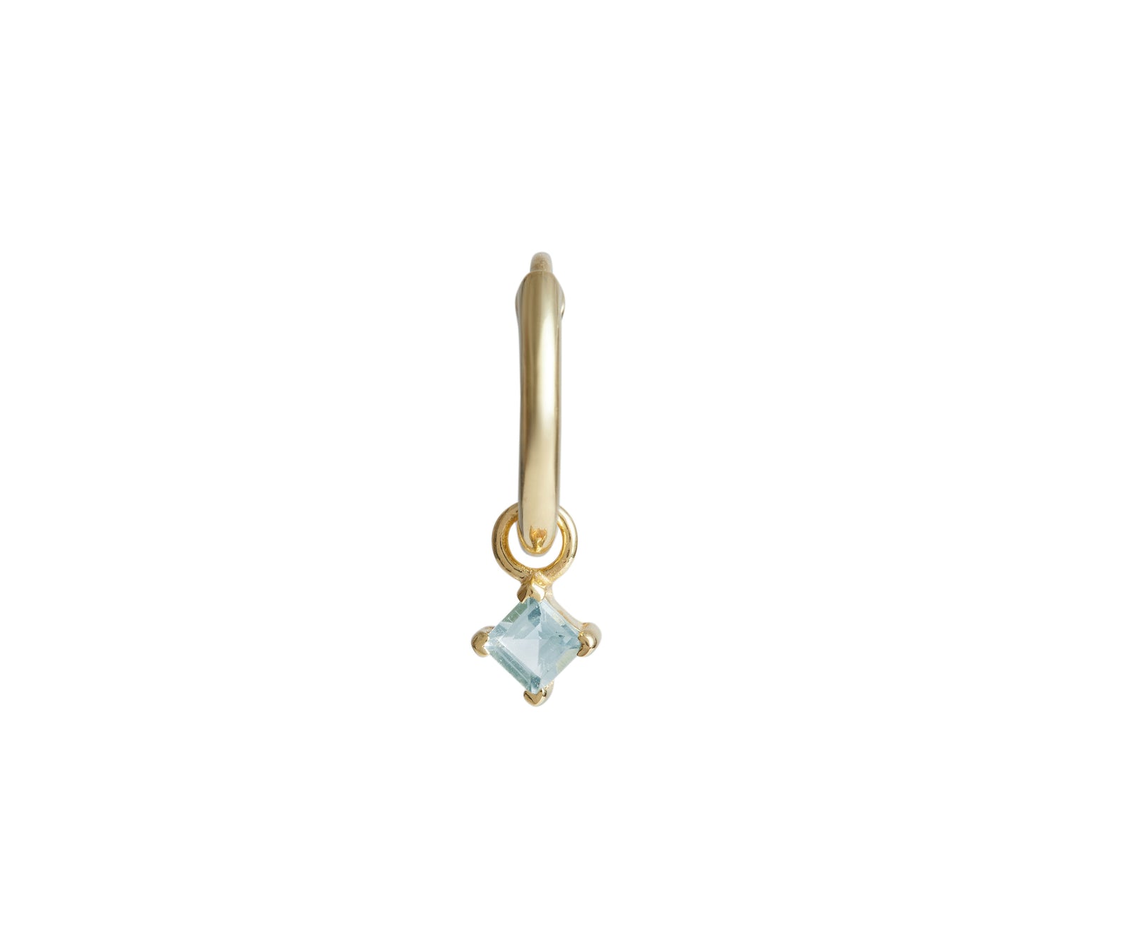 Birthstone Square Charm Hoop Solid Gold