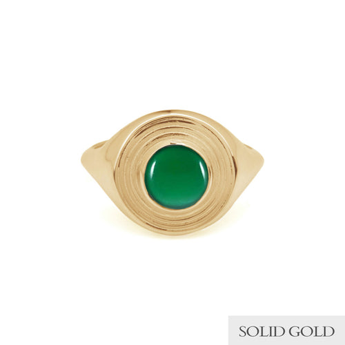 Astral Signet Ring with Green Onyx Solid Gold Rachel Entwistle