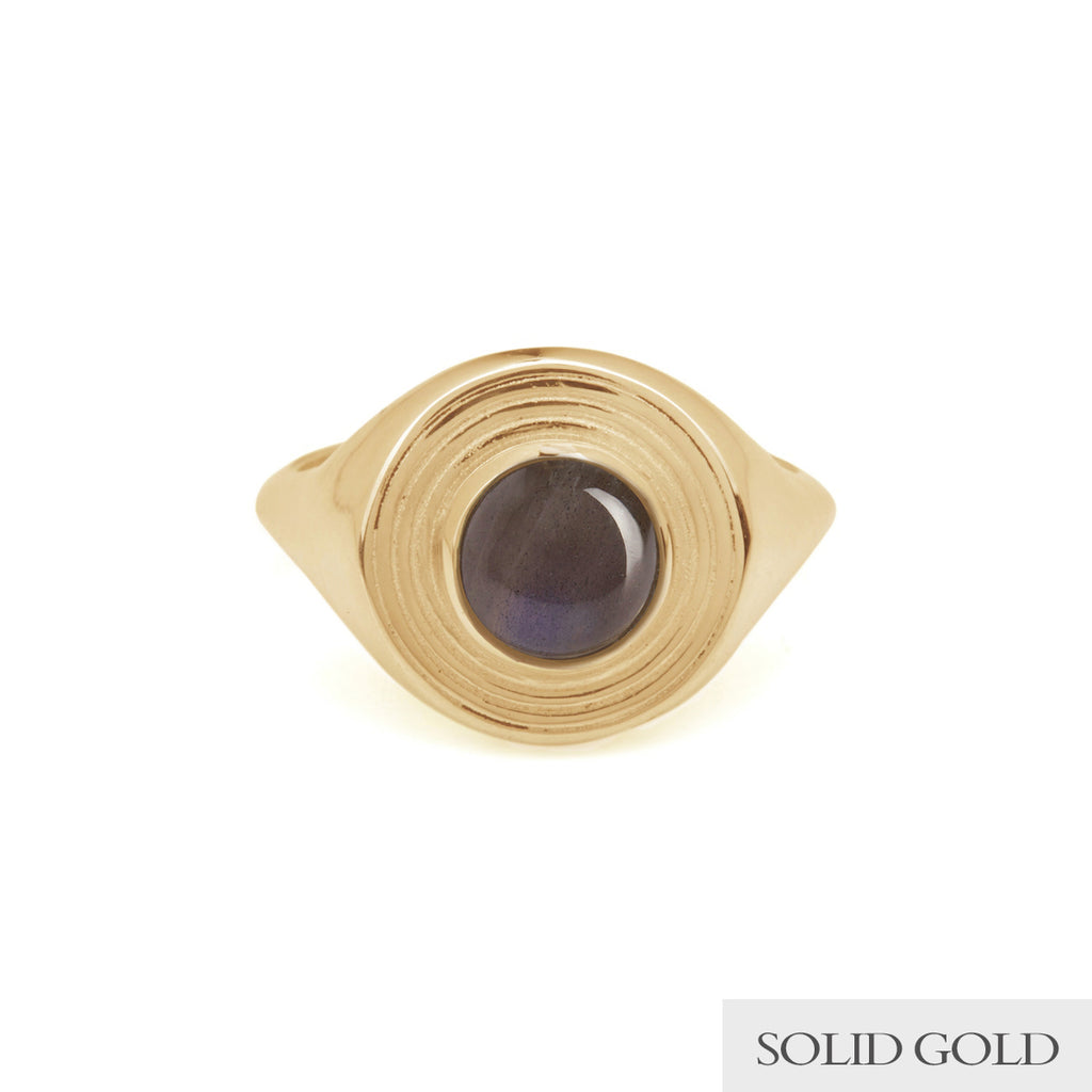 Astral Signet Ring with Labradorite Solid Gold Rachel Entwistle