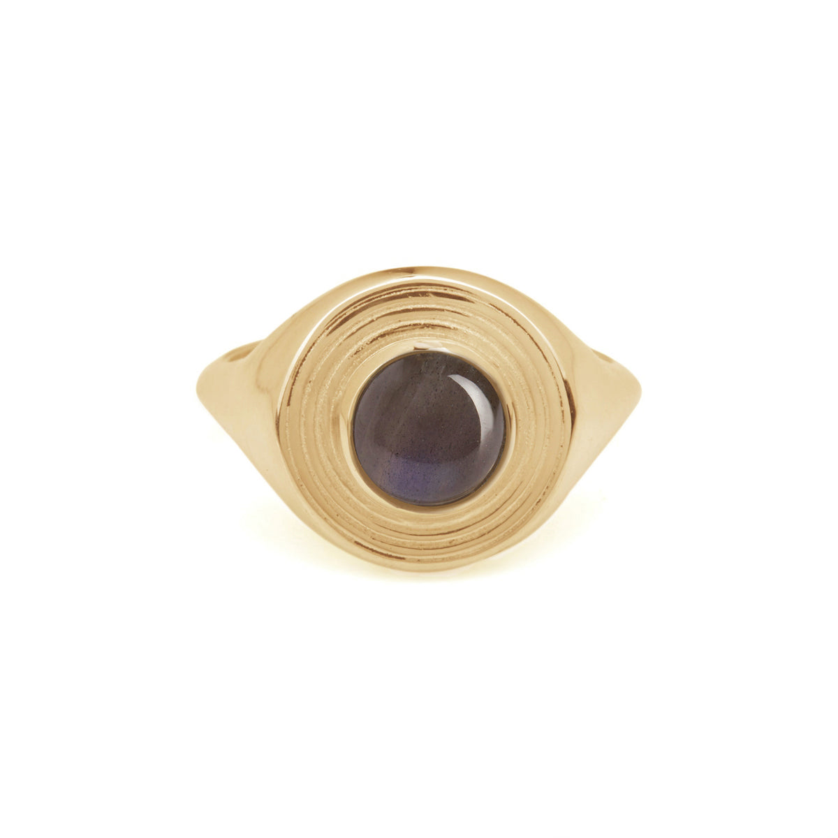 Astral Signet Ring with Labradorite Solid Gold