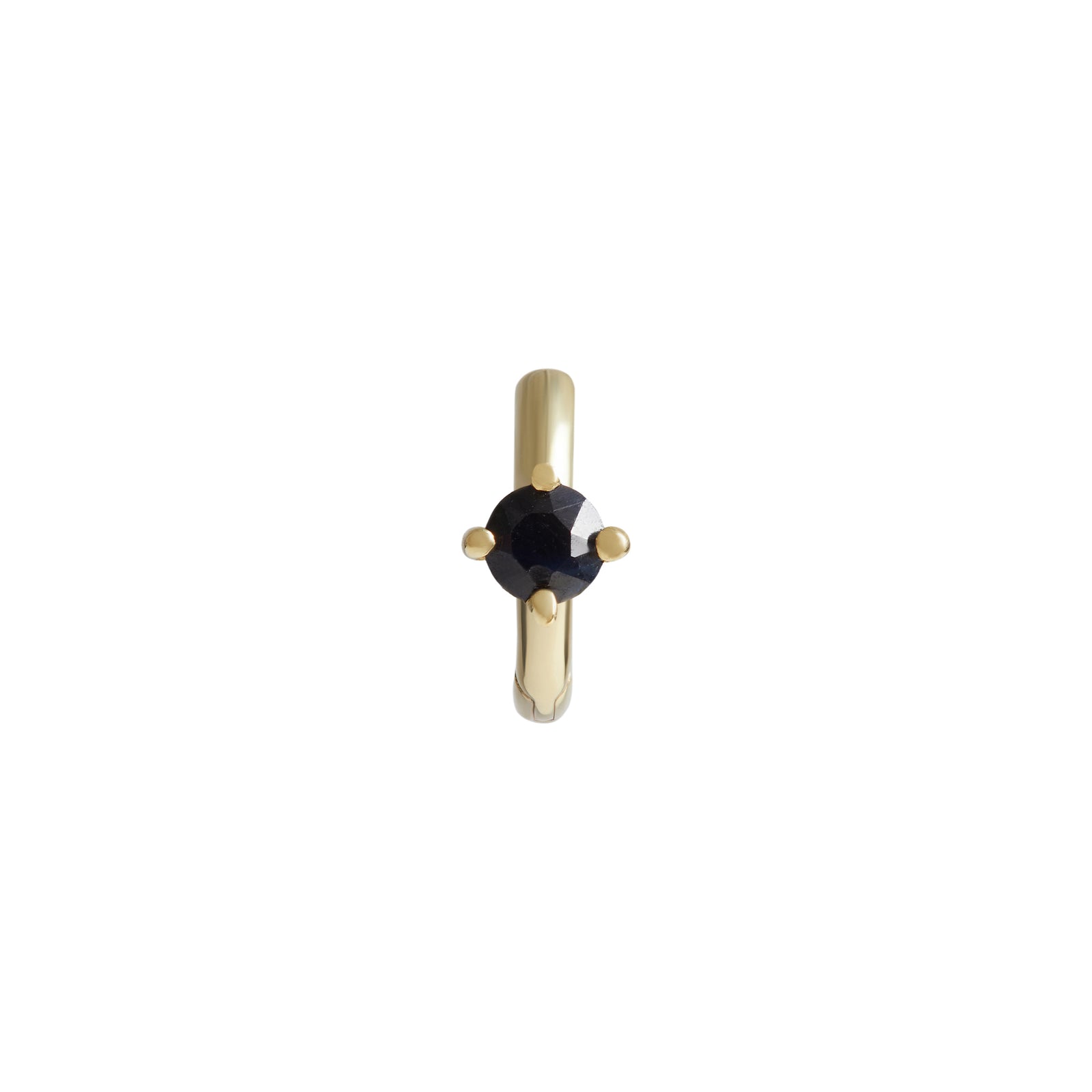 Birthstone Round Piercing Huggie Solid Gold