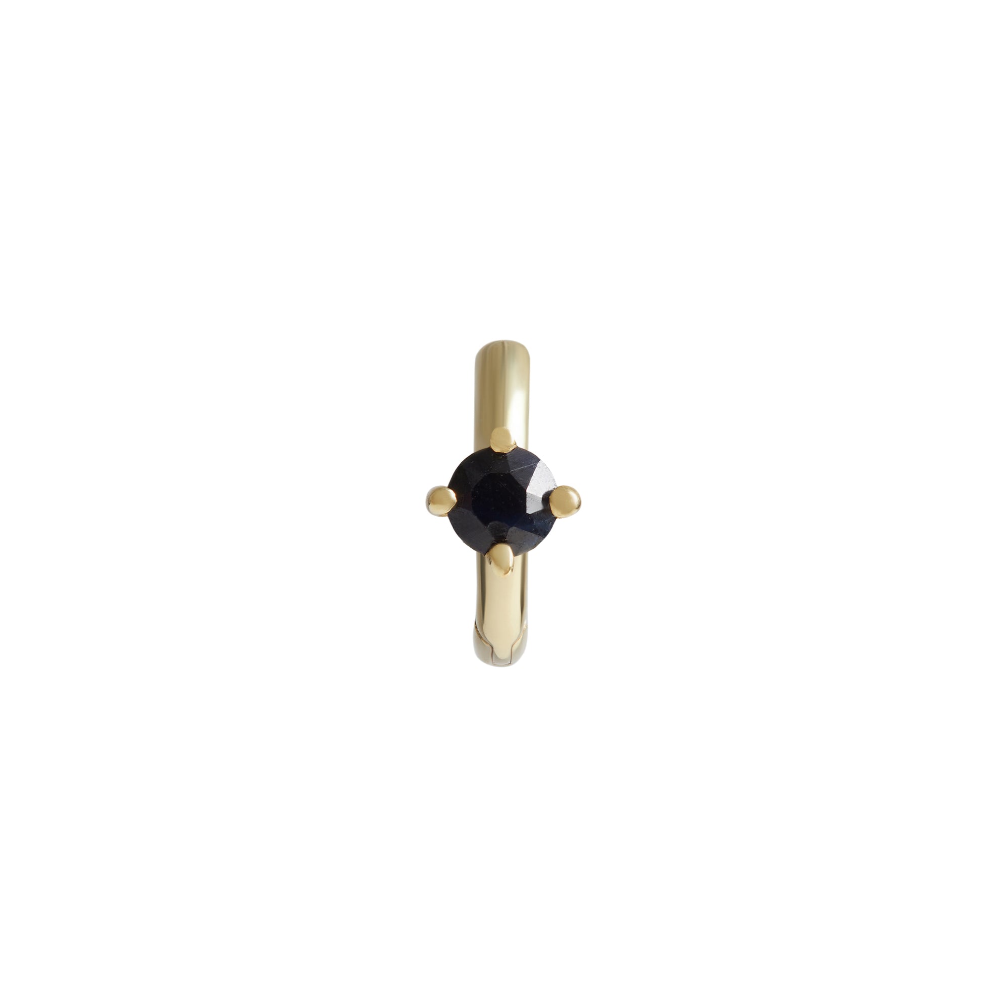 Birthstone Round Piercing Huggie Solid Gold