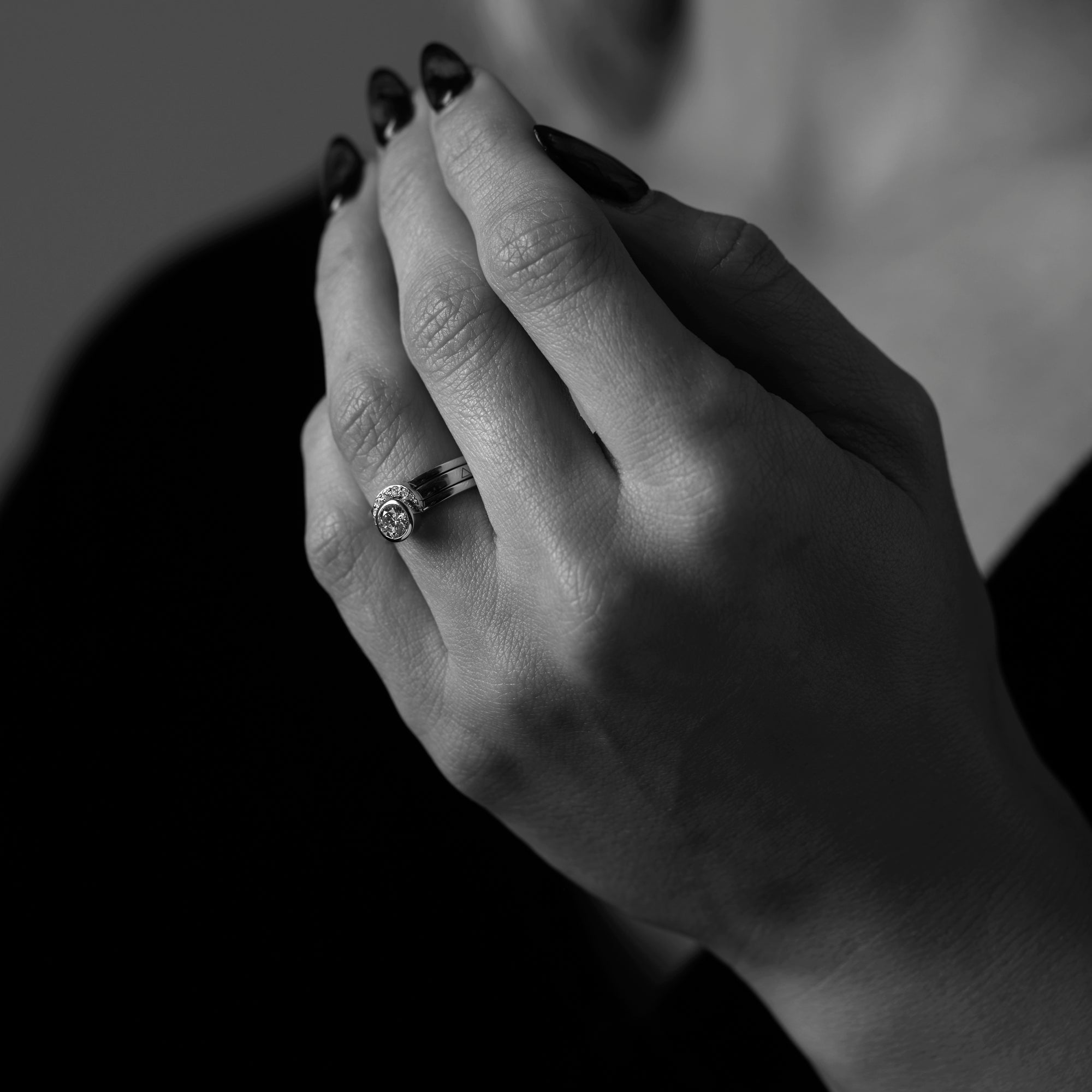 Eclipse Fine Stack Diamond Solid White Gold