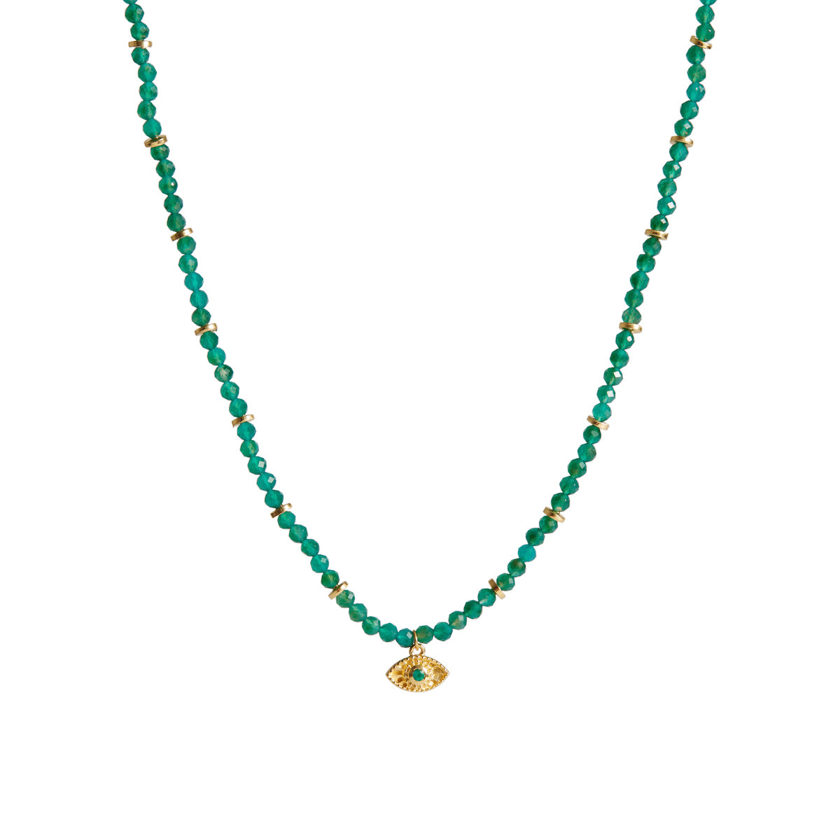 Rays of Light Necklace Green Onyx Gold