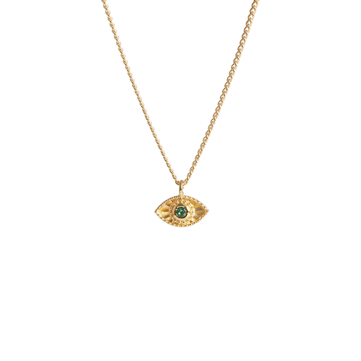 Mini Rays of Light Necklace Emerald Solid Gold