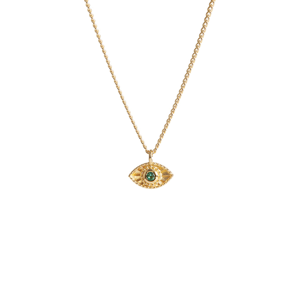 Rays of Light Mini Necklace Emerald Solid Gold