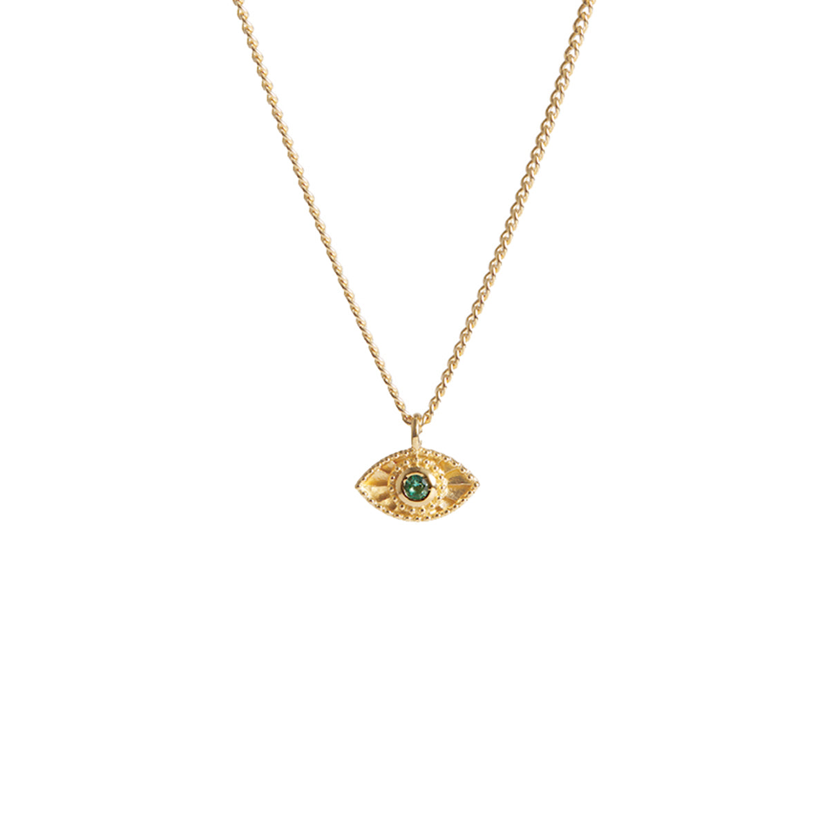Rays of Light Mini Necklace Emerald Solid Gold