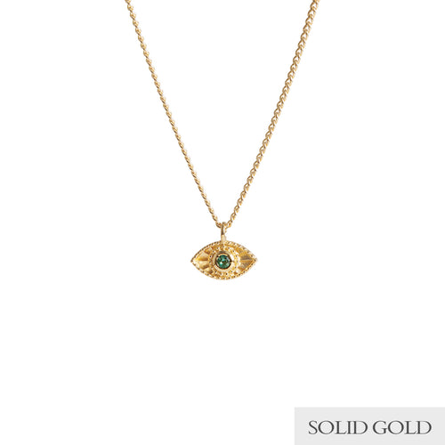 Mini Rays of Light Necklace Emerald Solid Gold Rachel Entwistle