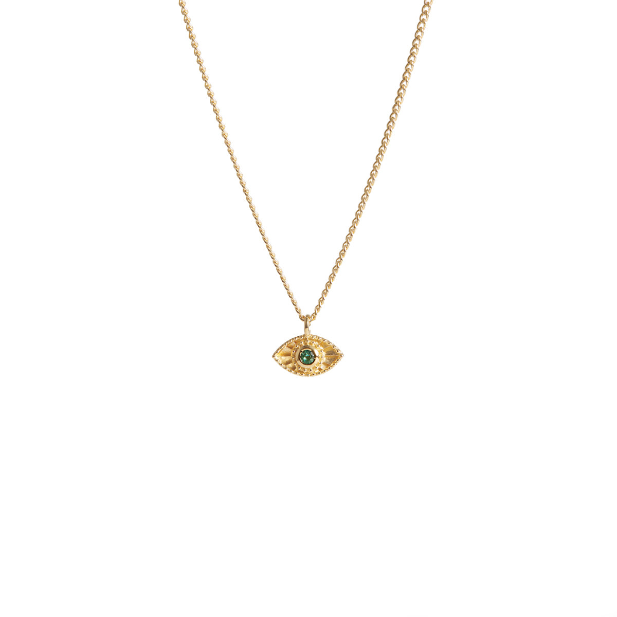 Rays of Light Mini Necklace Emerald Solid Gold