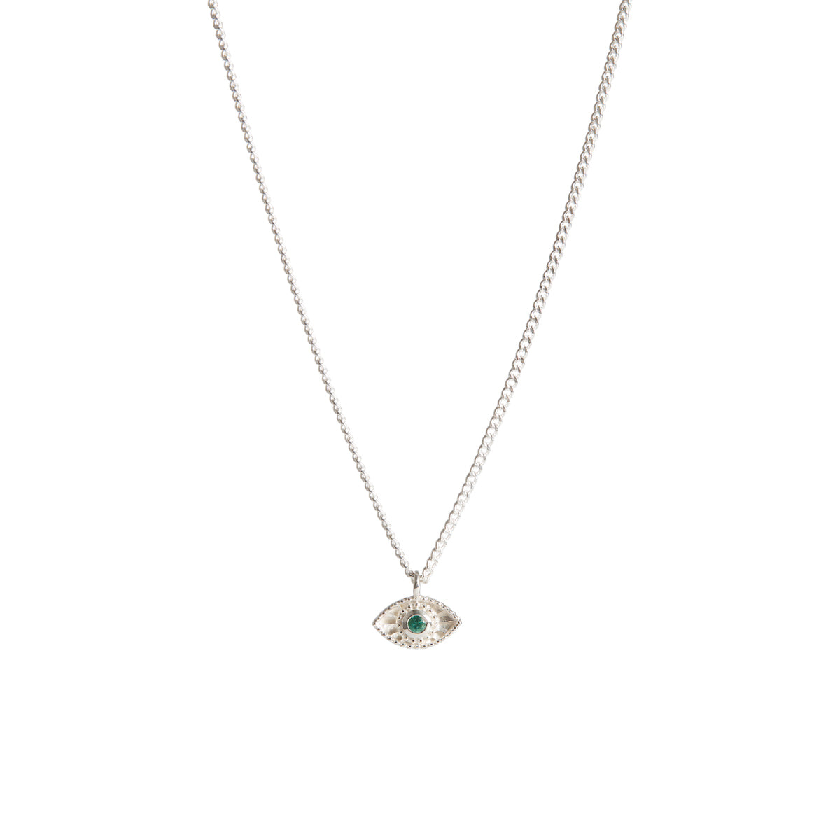 Mini Rays of Light Necklace Emerald Silver