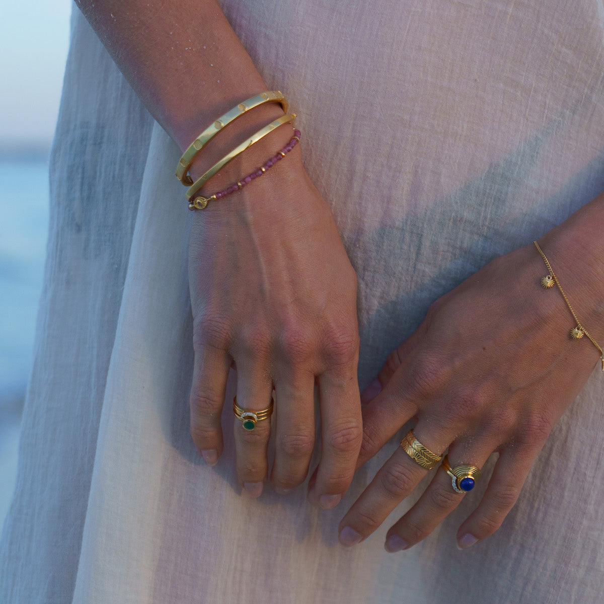 Moon Phases Bangle Solid Gold