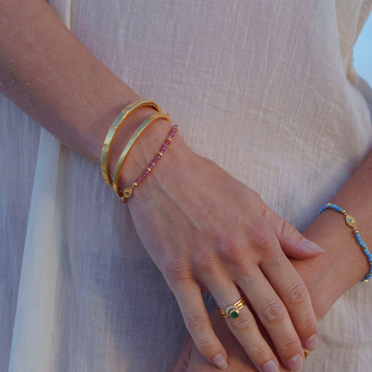 Rays of Light Bracelet Tourmaline Gold