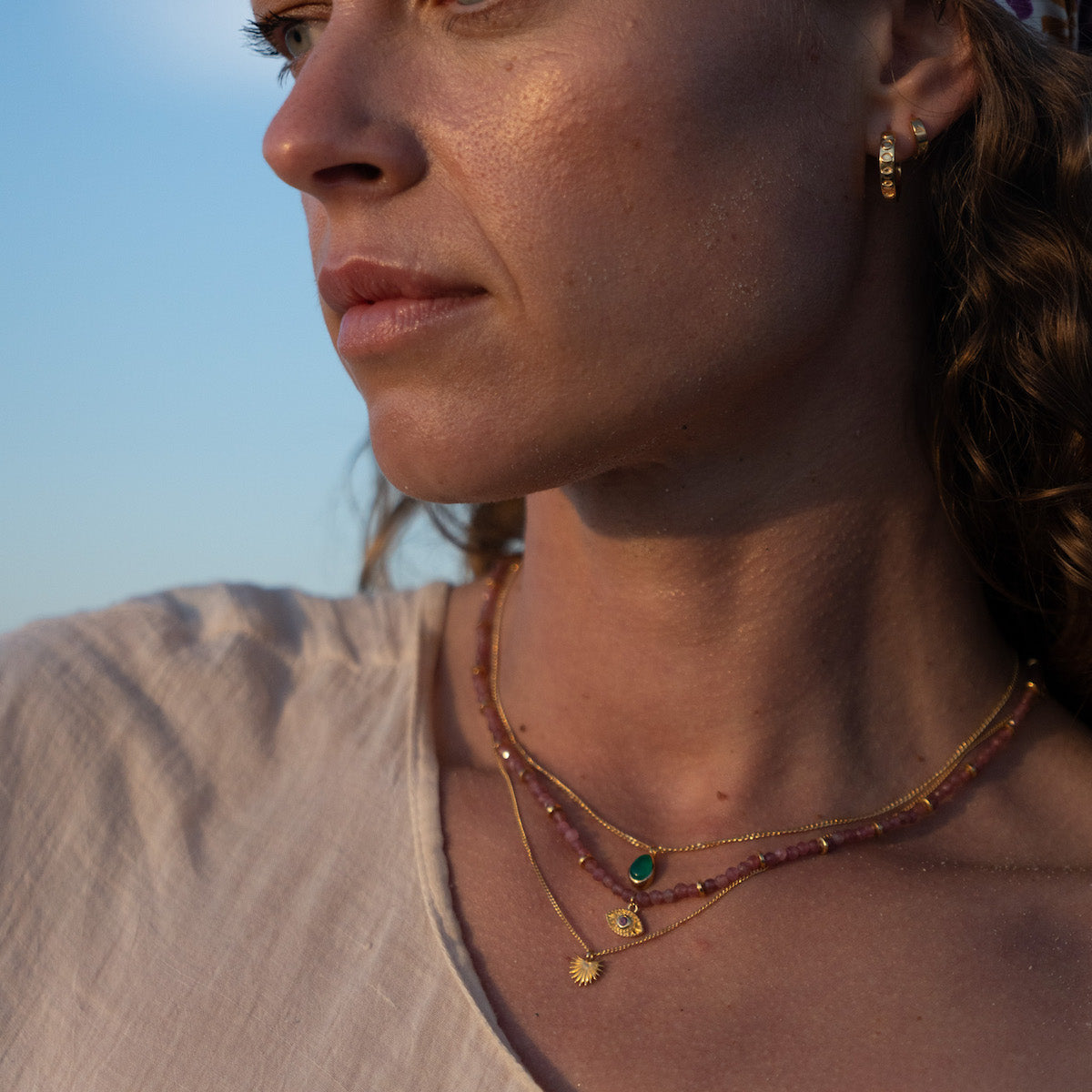 Apollo Necklace Green Onyx Gold