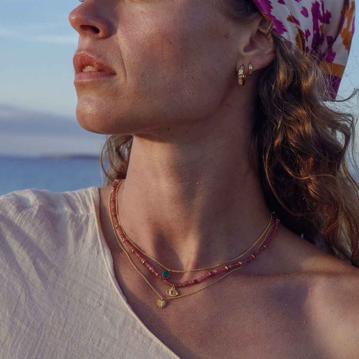 Rays of Light Necklace Tourmaline Gold