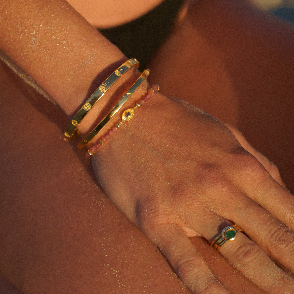 Moon Phases Bangle Solid Gold