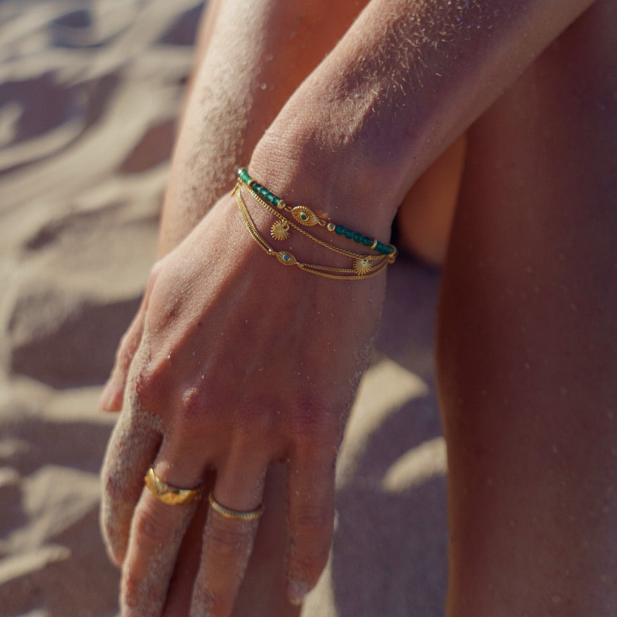 Rays of Light Mini Bracelet Emerald Gold