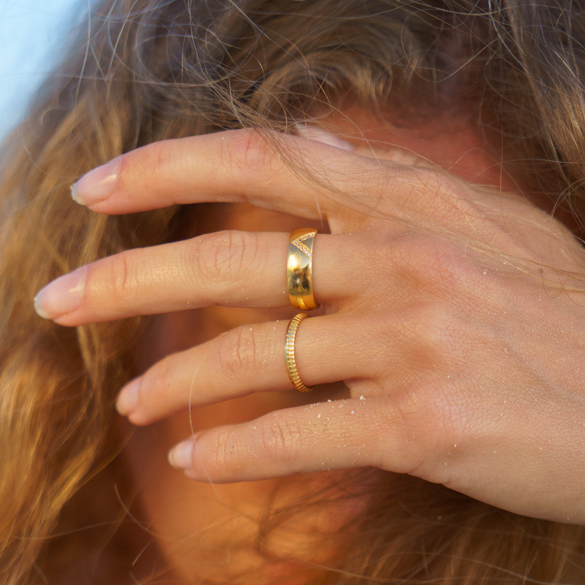 Knife Edge Engraved Ring Solid Gold