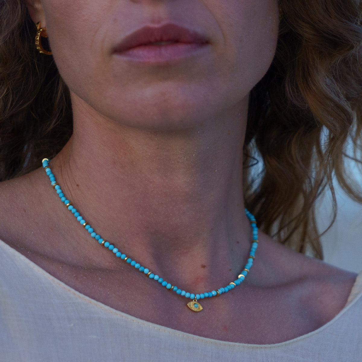 Rays of Light Necklace Turquoise Gold