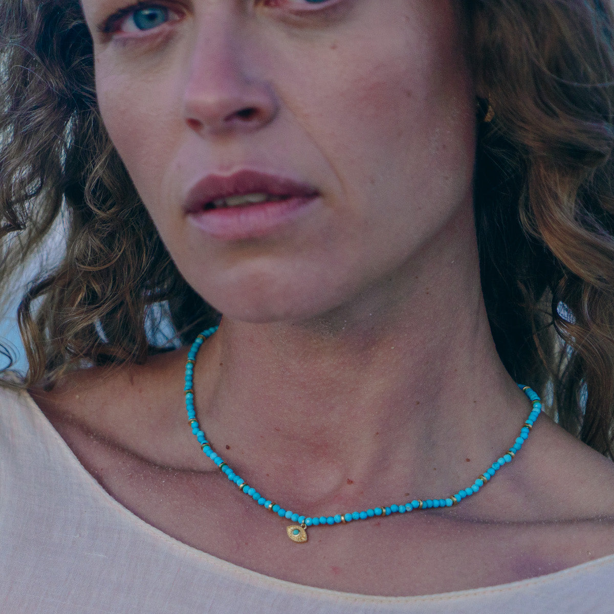 Rays of Light Necklace Turquoise Gold