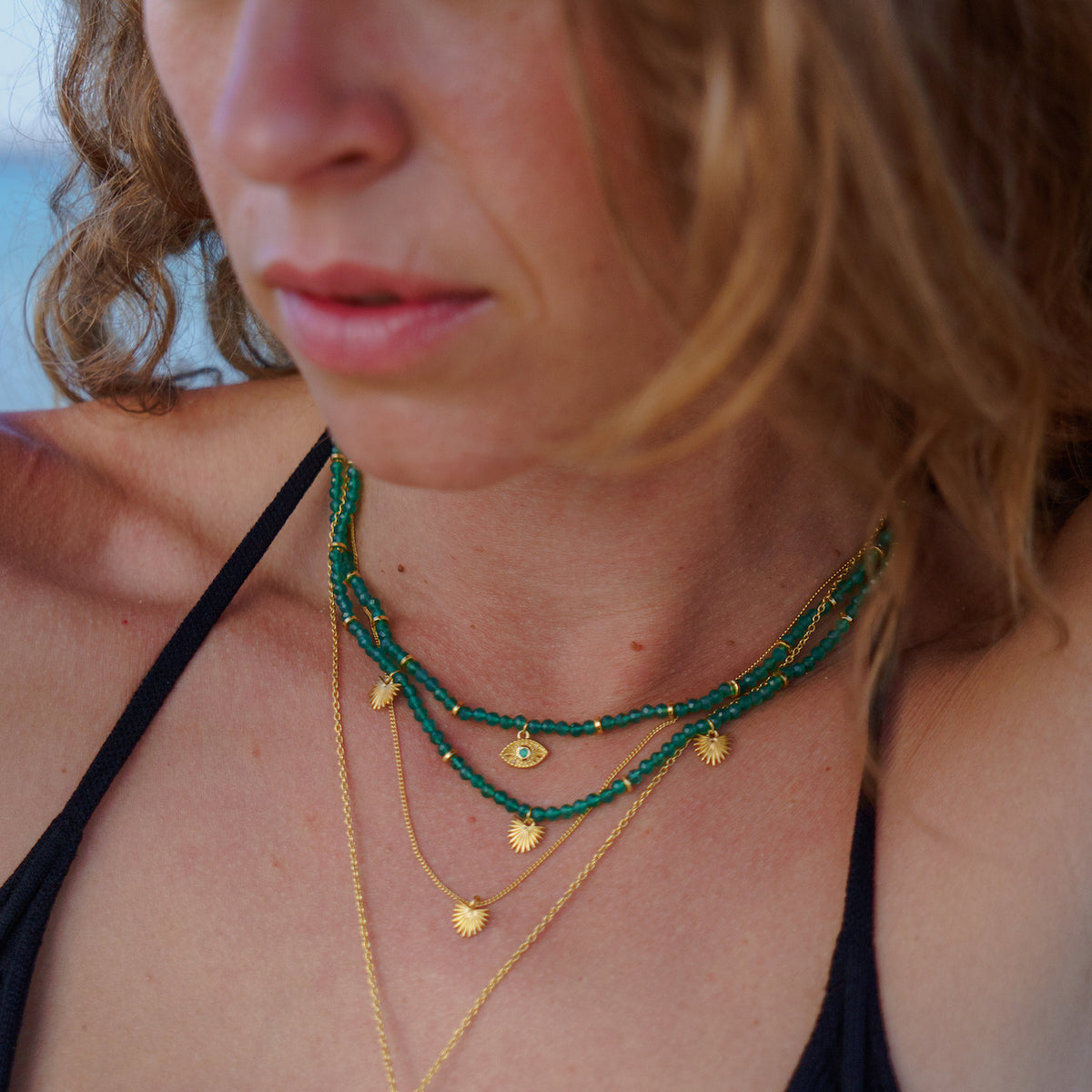 Ishtar Necklace Green Onyx Gold